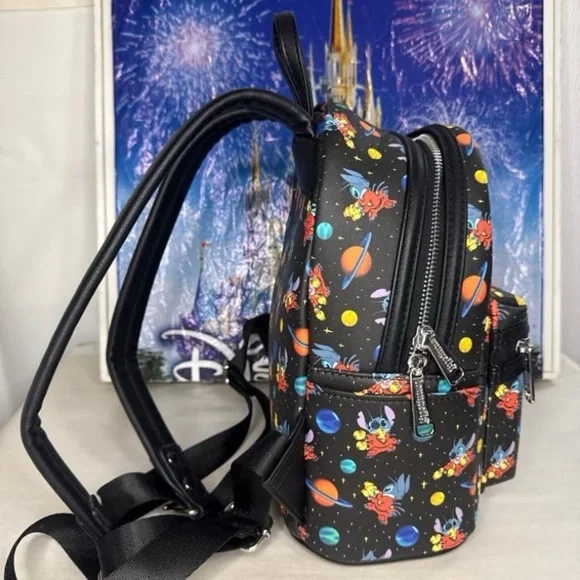 Disney Loungefly Lilo & stitch outer space planets spaceship mini backpack